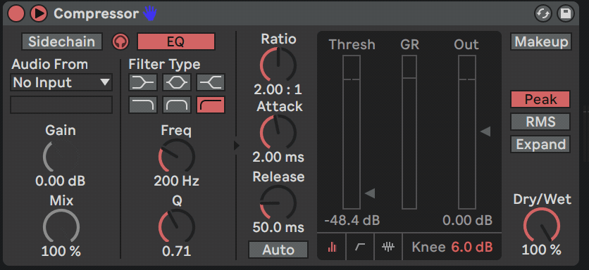 Ableton Compressor Filter Types